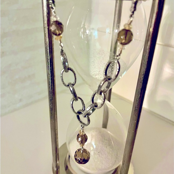 Silpada Vintage Smoky Quartz Citrine Beaded Oxydized Sterling Silver Necklace - Picture 5 of 9